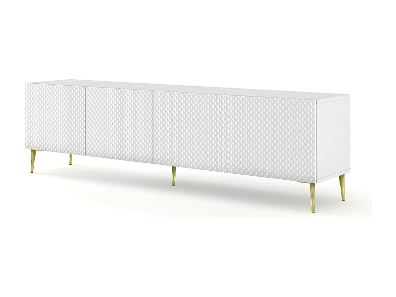 Table de télévision RavennaC 200x42x56 Blanc & Doré