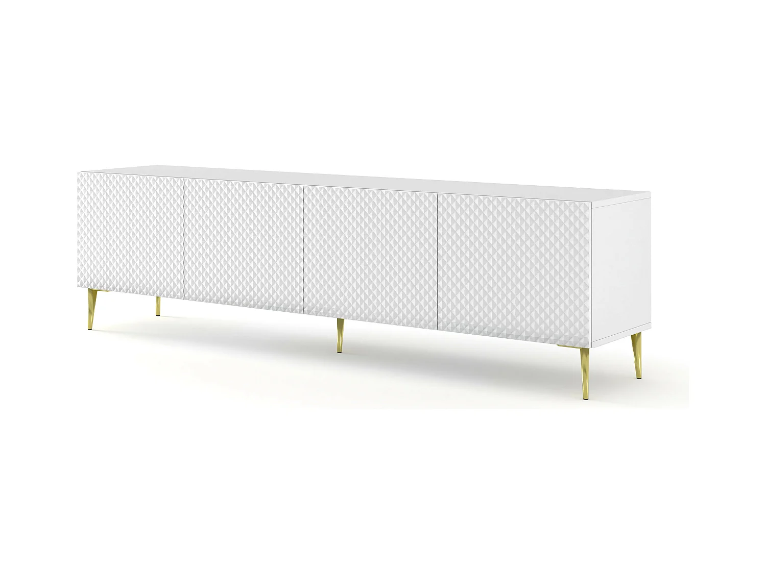Tavolo TV RavennaC 200x42x56 Bianco & Oro