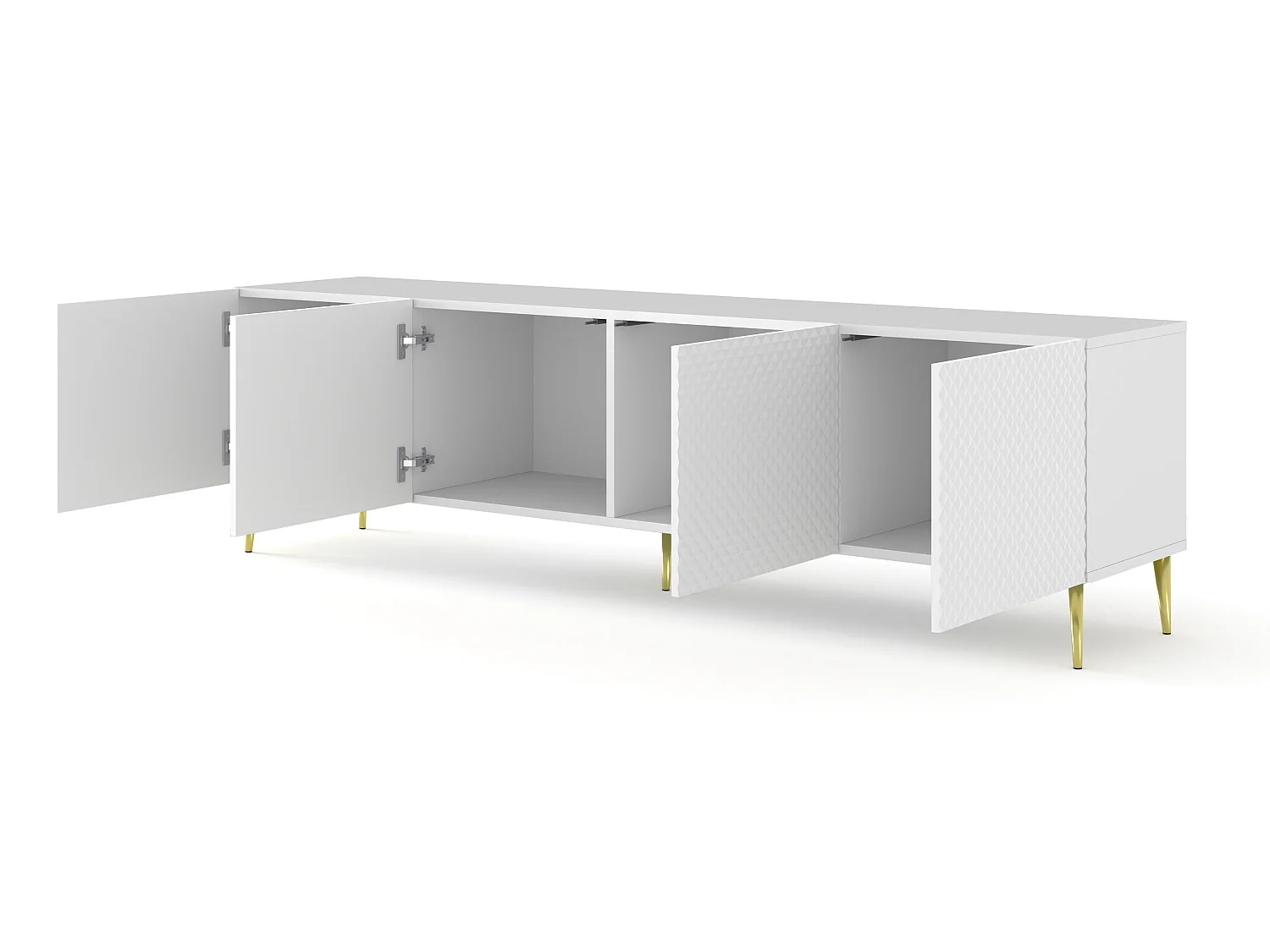 Table de télévision RavennaC 200x42x56 Blanc & Doré