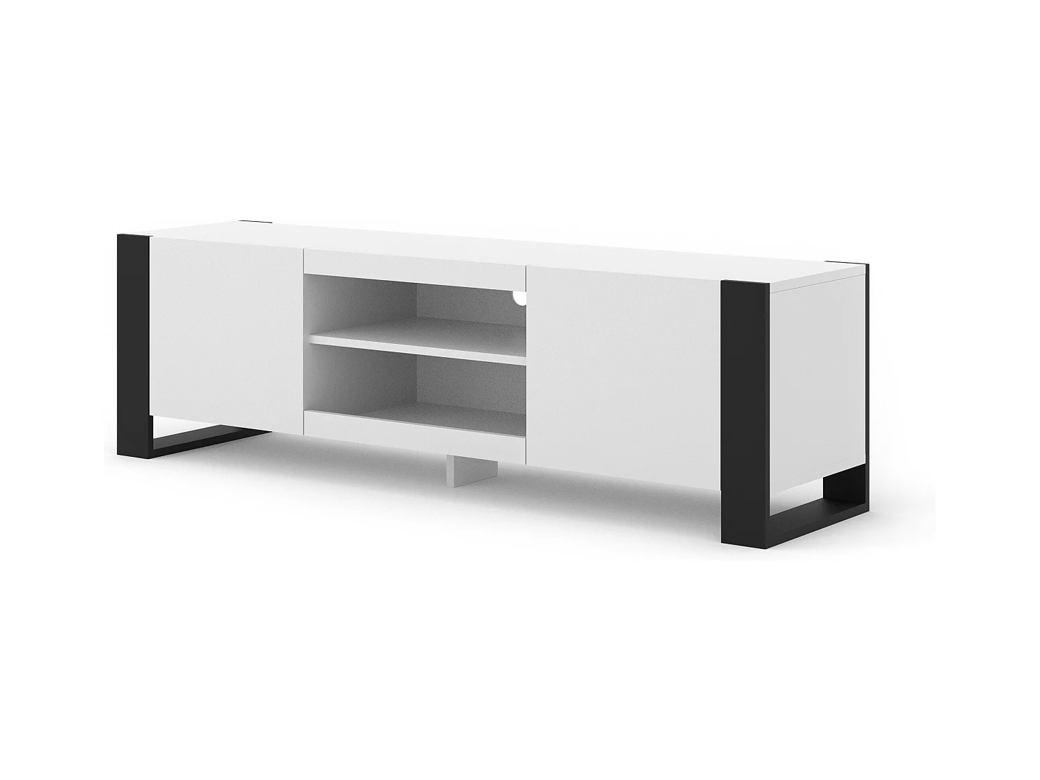 Table de télévision MONDI 158x40x47 Blanc & Noir