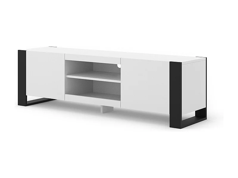 Table de télévision MONDI 158x40x47 Blanc & Noir