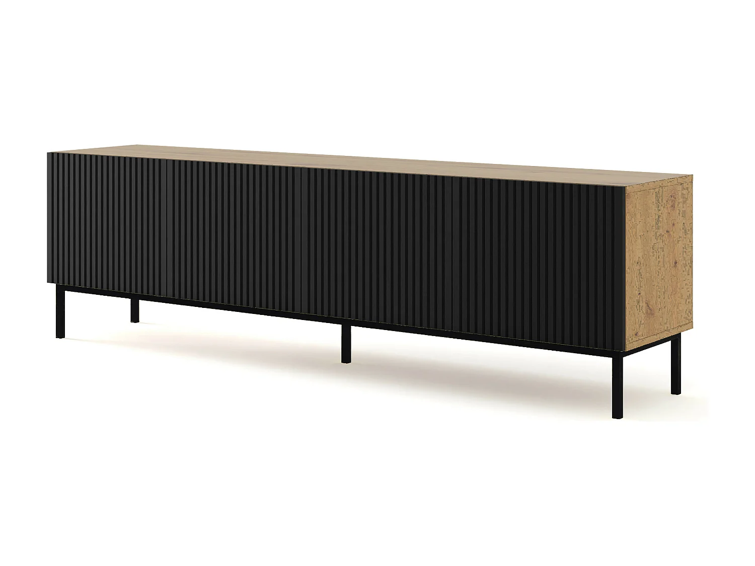 Fernsehtisch RavennaB 200x42x58 Creme & Schwarz