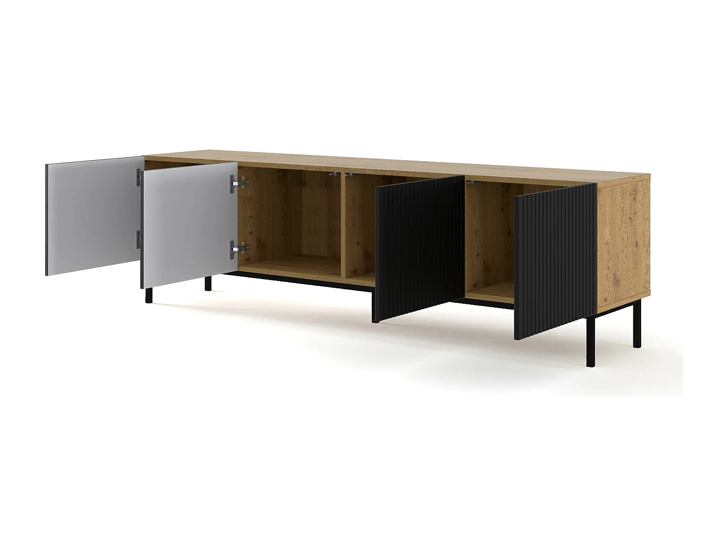 Fernsehtisch RavennaB 200x42x58 Creme & Schwarz