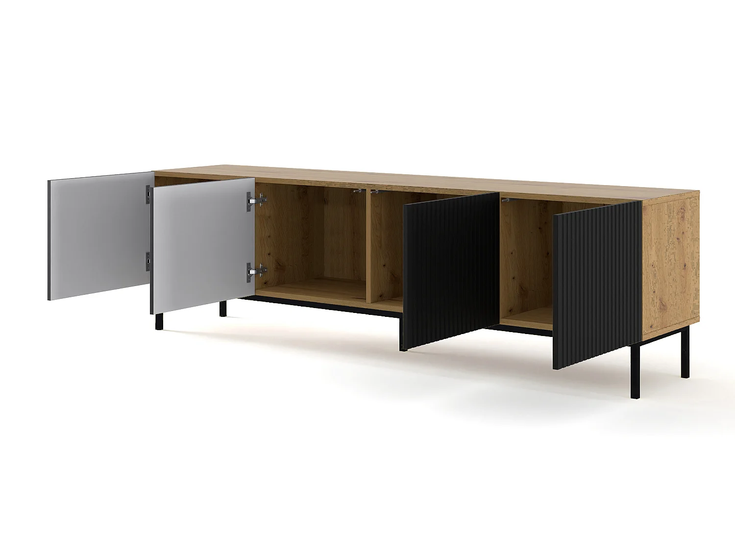 Fernsehtisch RavennaB 200x42x58 Creme & Schwarz