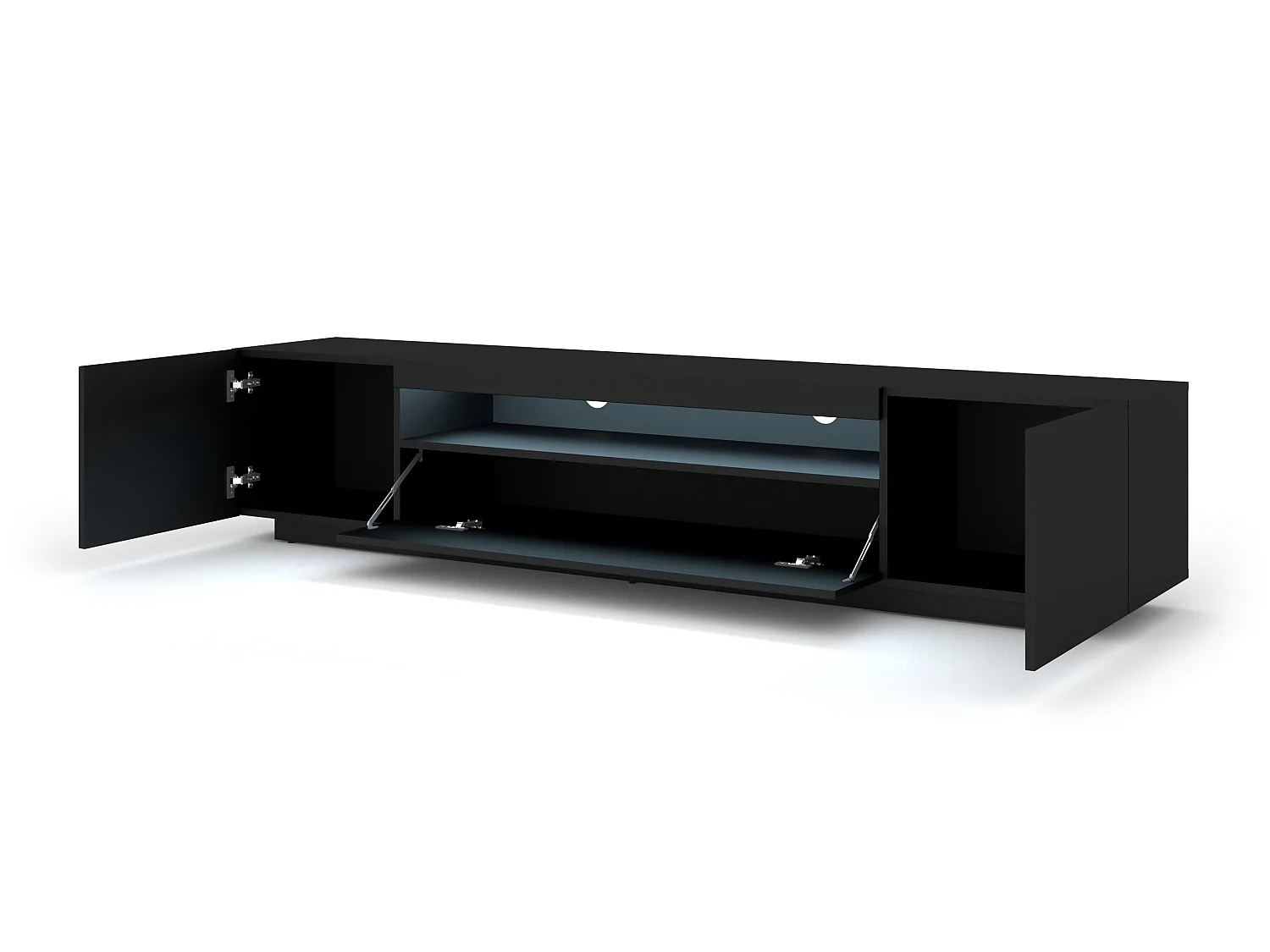 Aurus Zwart 3-deurs LED TV-wandmeubel 200 cm