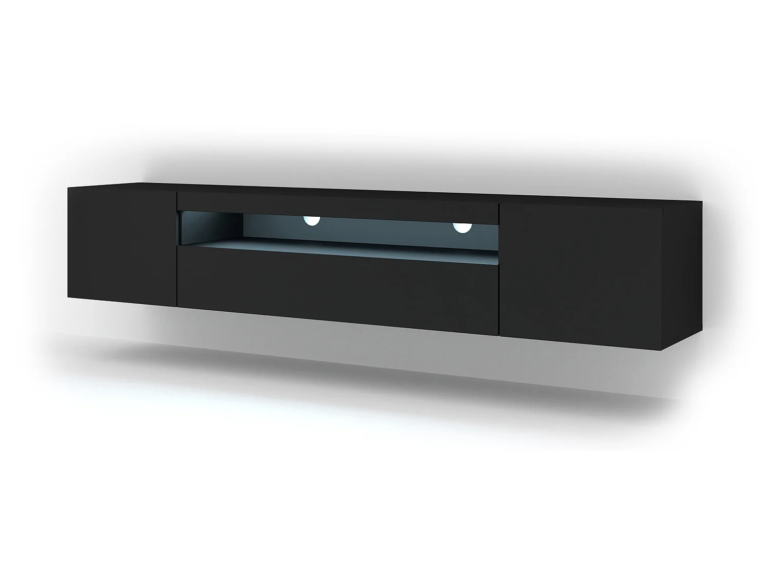 Aurus Zwart 3-deurs LED TV-wandmeubel 200 cm