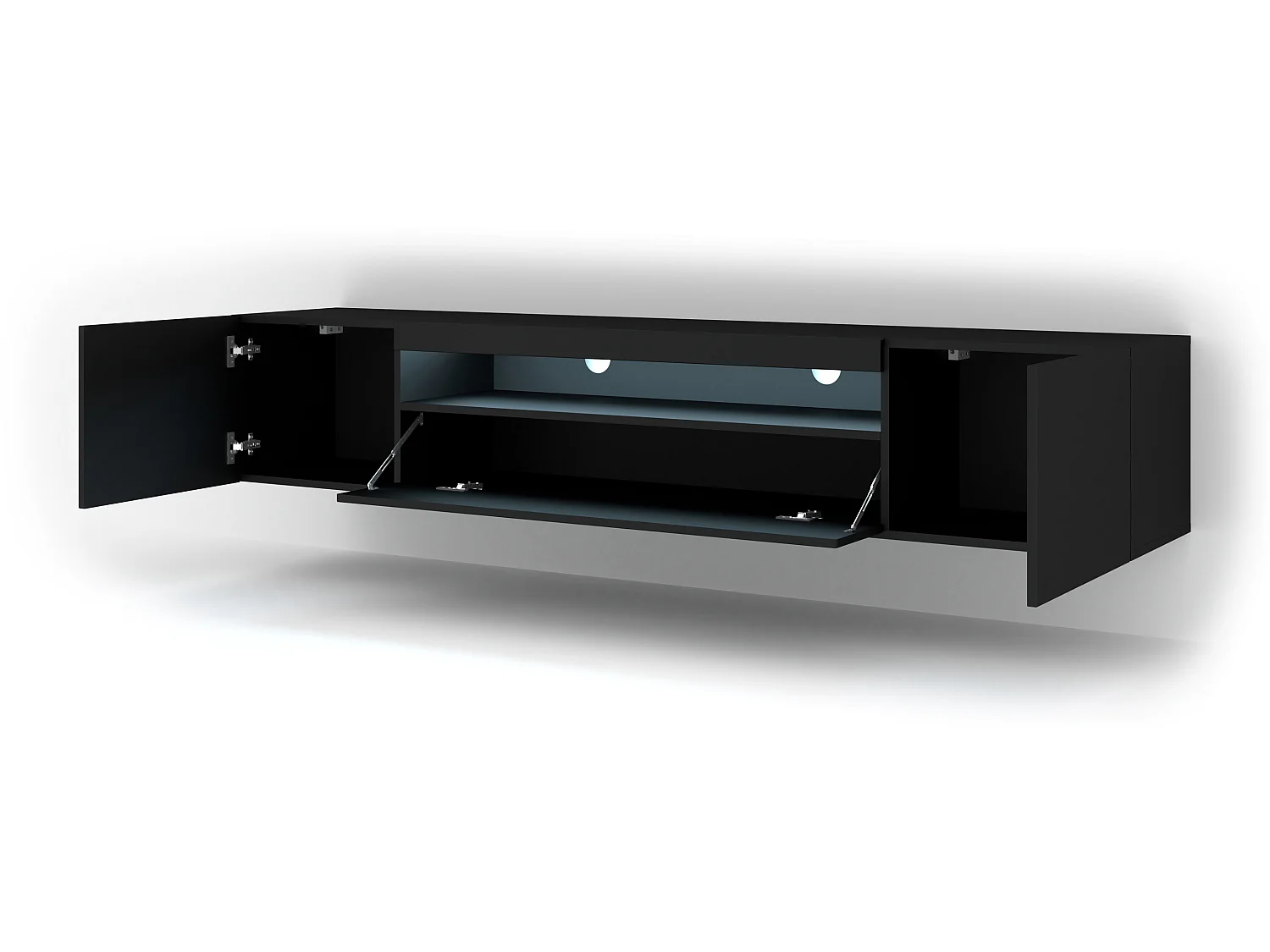 Aurus Zwart 3-deurs LED TV-wandmeubel 200 cm
