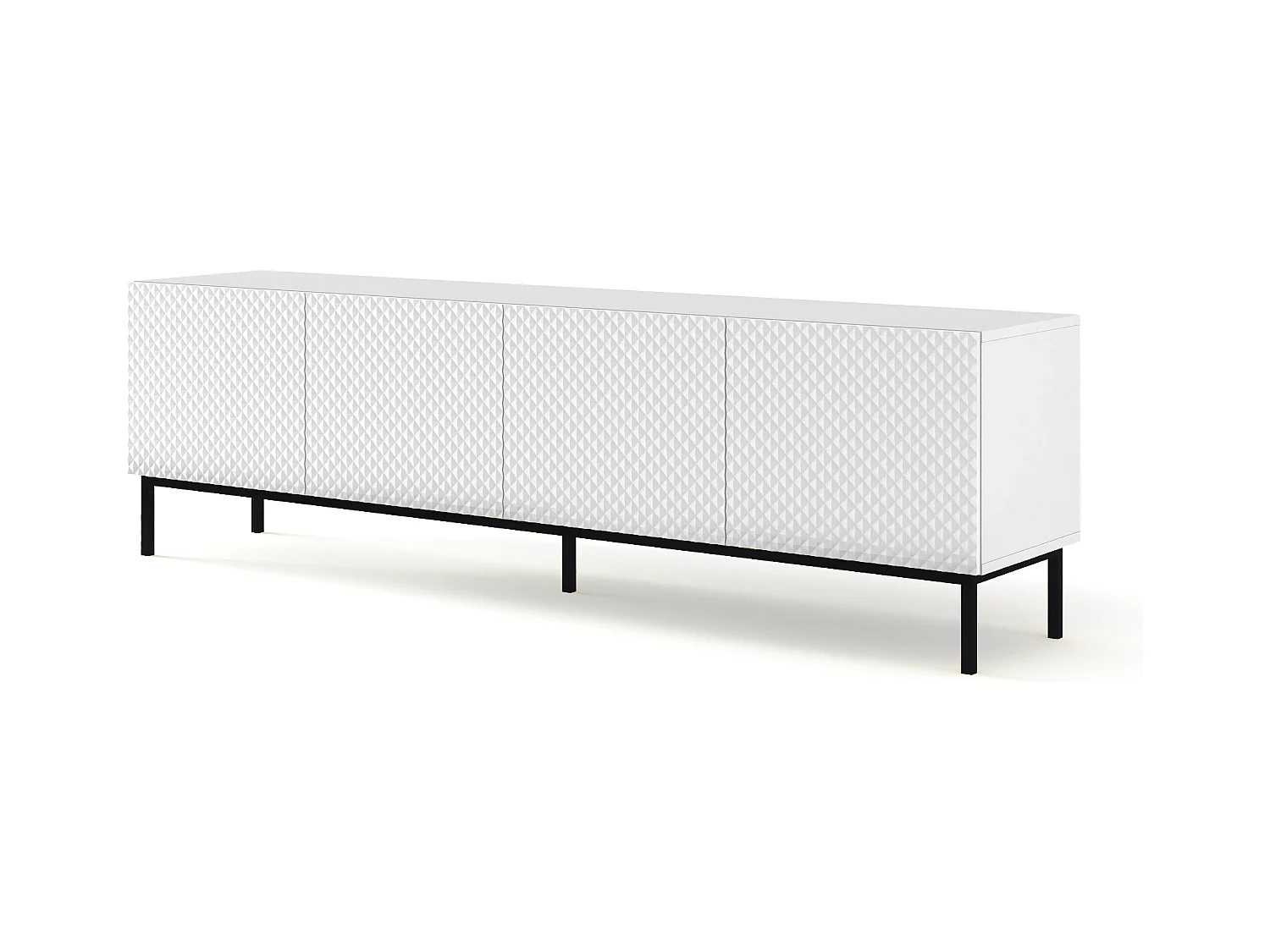 Fernsehtisch RavennaC 200x42x58 Weiß & Schwarz