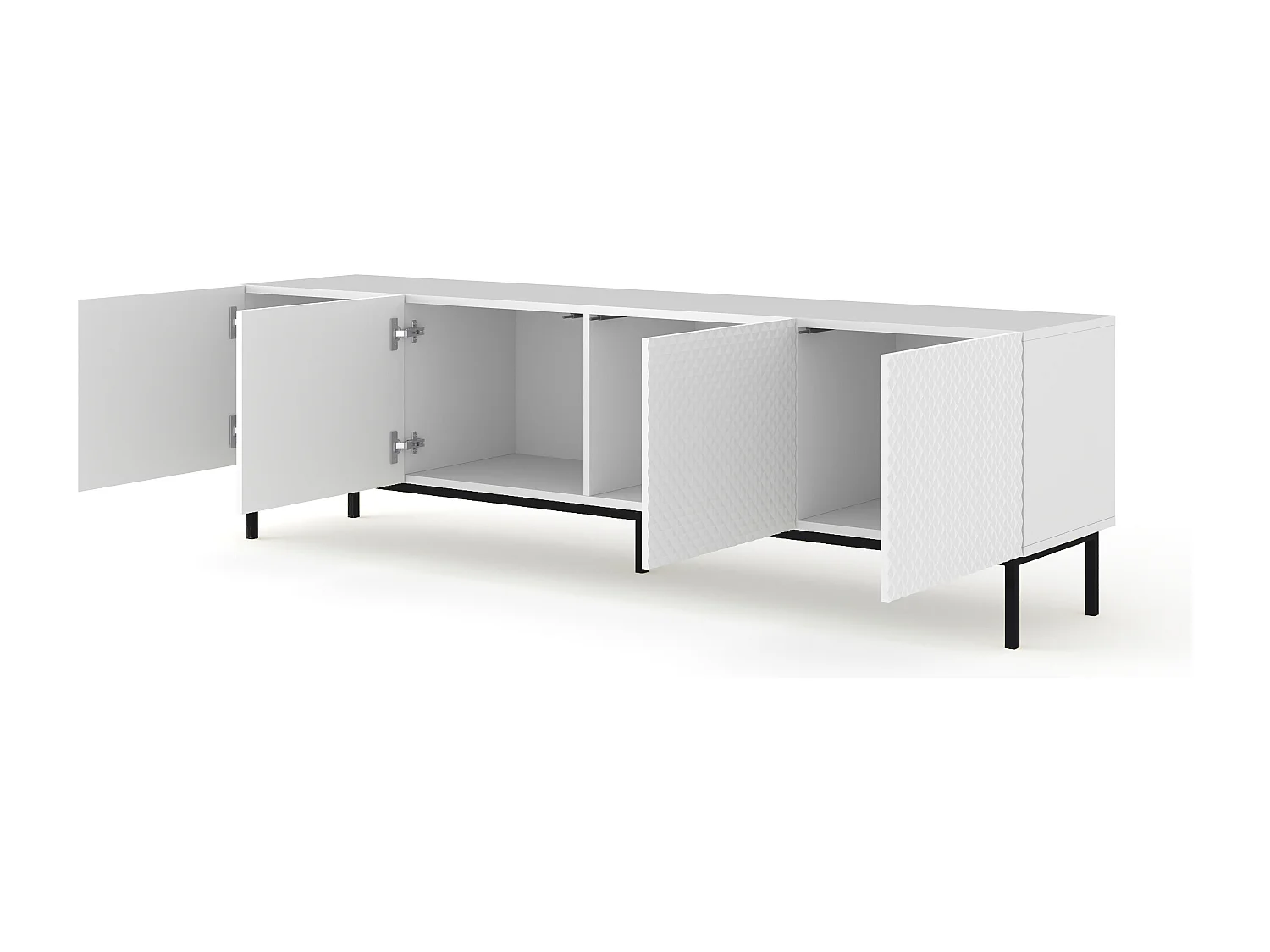 Fernsehtisch RavennaC 200x42x58 Weiß & Schwarz