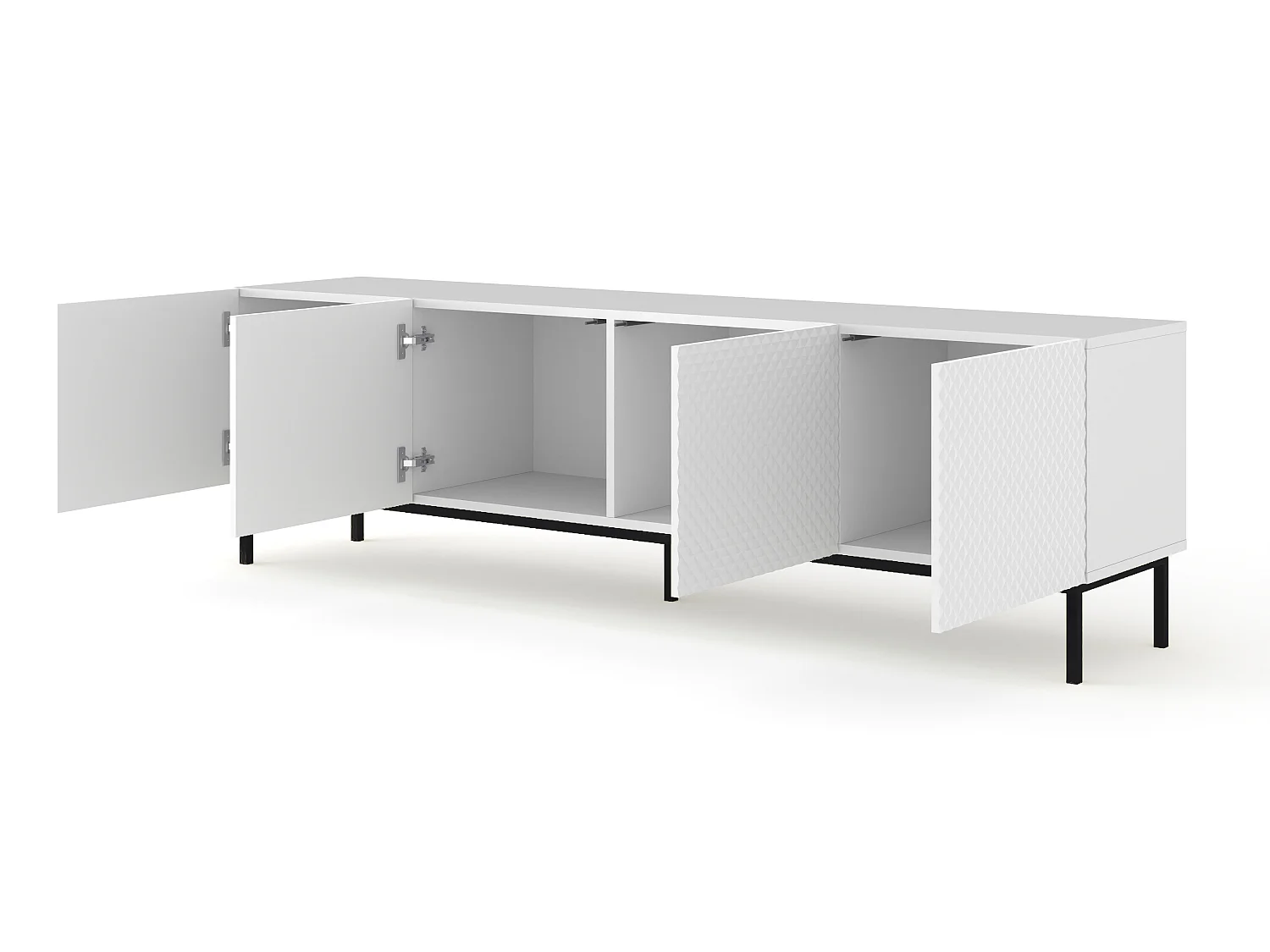 Table de télévision RavennaC 200x42x58 Blanc & Noir