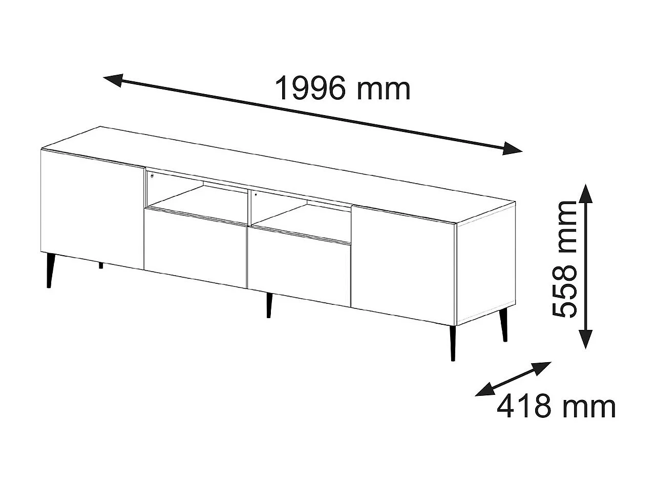 Tavolo TV Ravenna BCK RTV200 2D2S 200x42x58 Nero & Blu reale & Oro