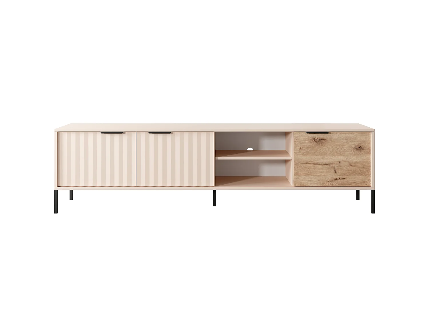 Table de télévision RAVE 203 3DB 203x40x54 Crème & Noir