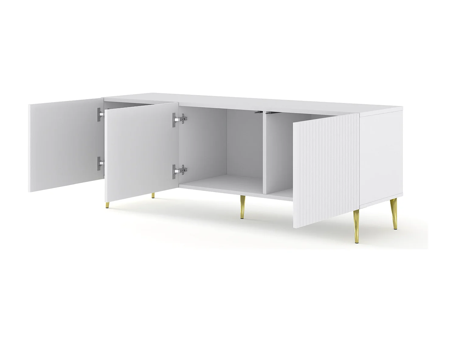 Fernsehtisch RavennaB 150x42x56 Weiß & Creme