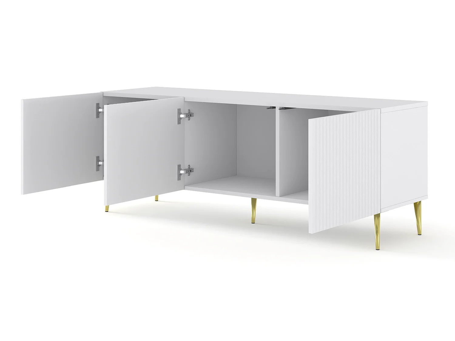 Table de télévision RavennaB 150x42x56 Blanc & Crème