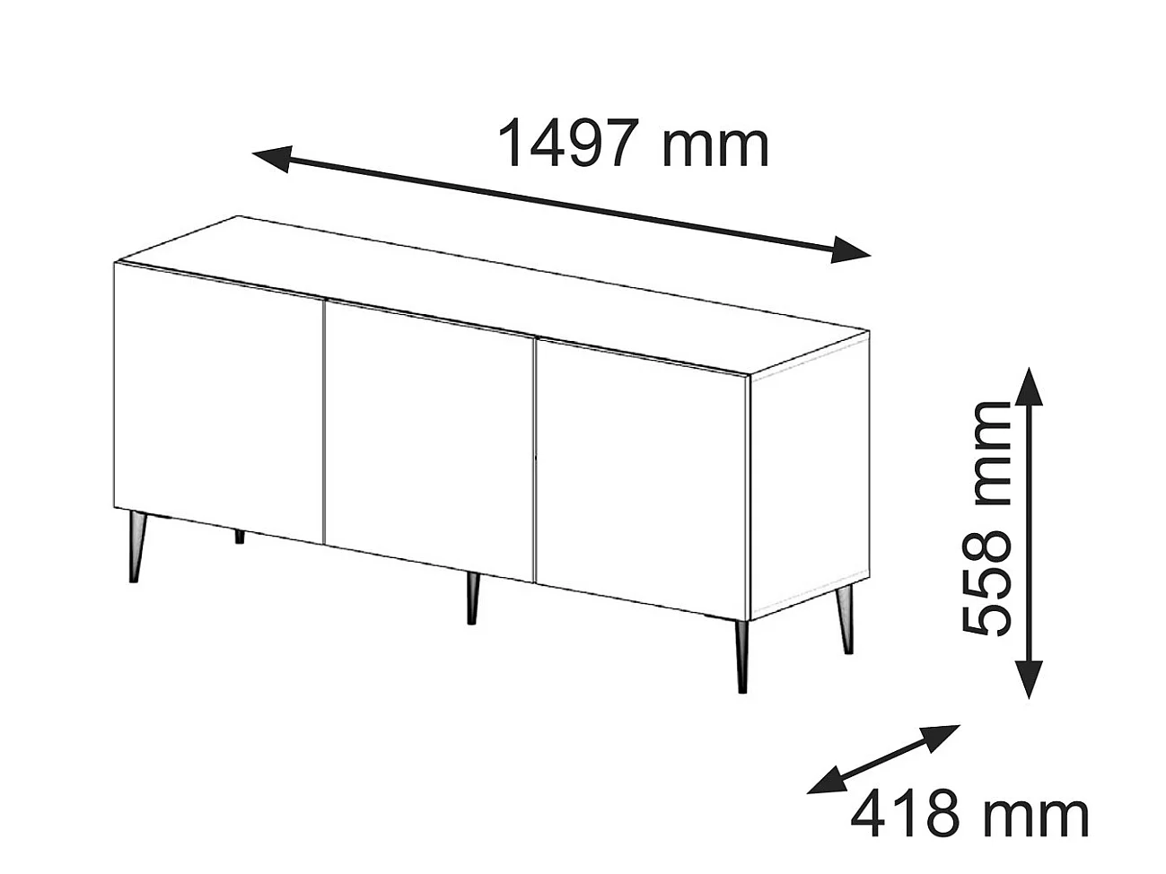 Table de télévision RavennaB 150x42x56 Blanc & Crème