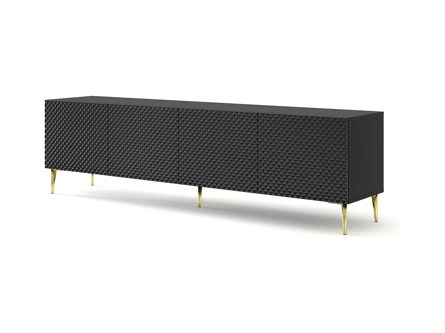 Table de télévision RavennaC 200x42x56 Noir & Doré