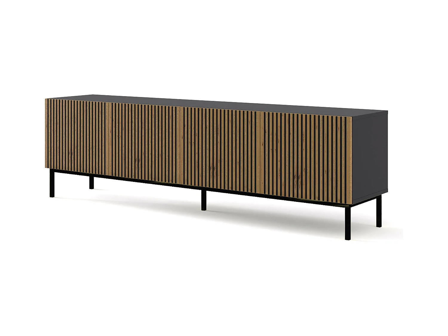 Table de télévision RavennaF 200x42x58 Crème & Noir