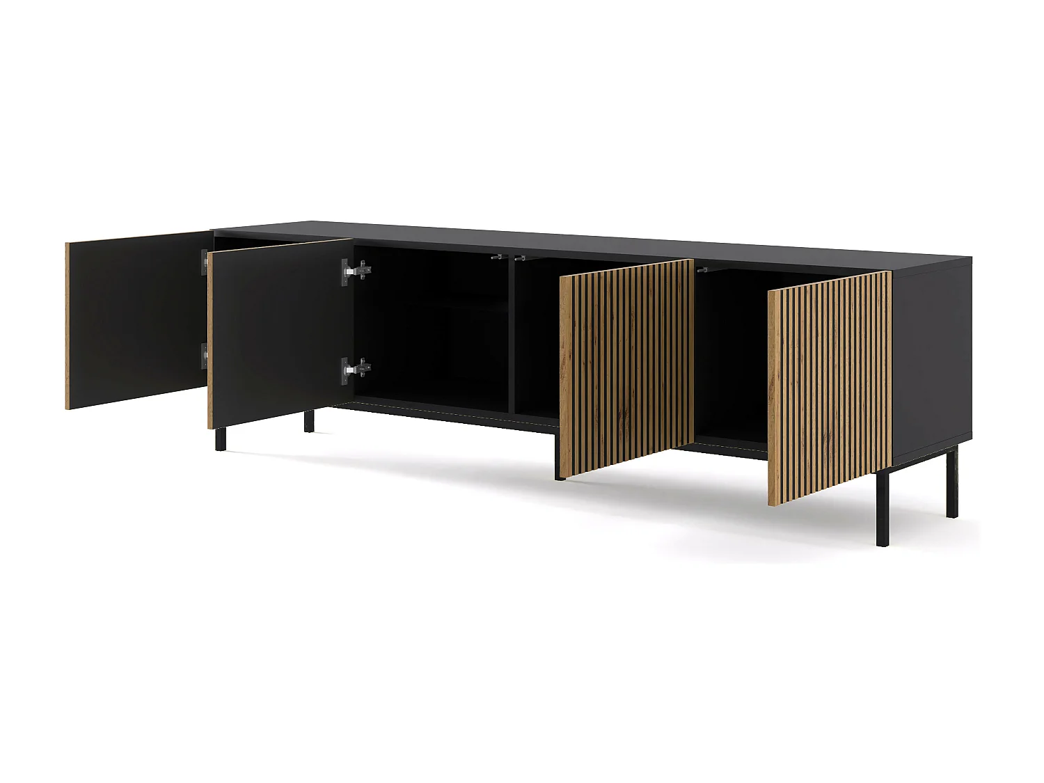 Table de télévision RavennaF 200x42x58 Crème & Noir