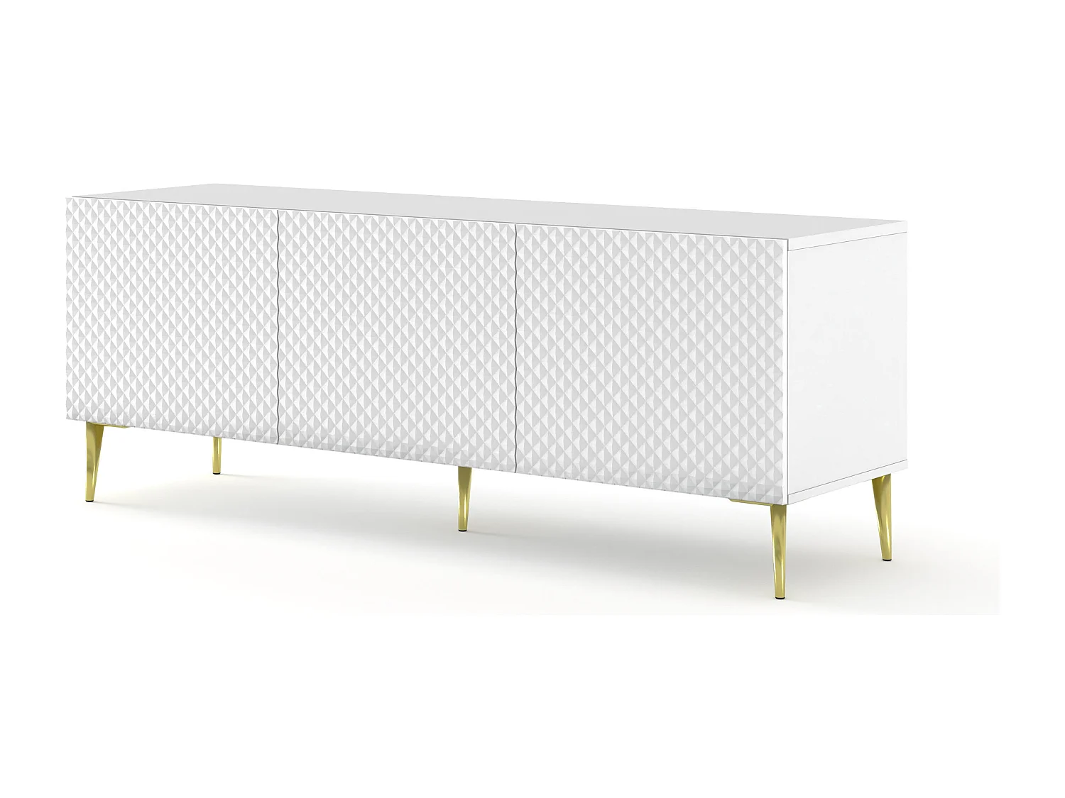 Table de télévision RavennaC 150x42x56 Blanc & Doré