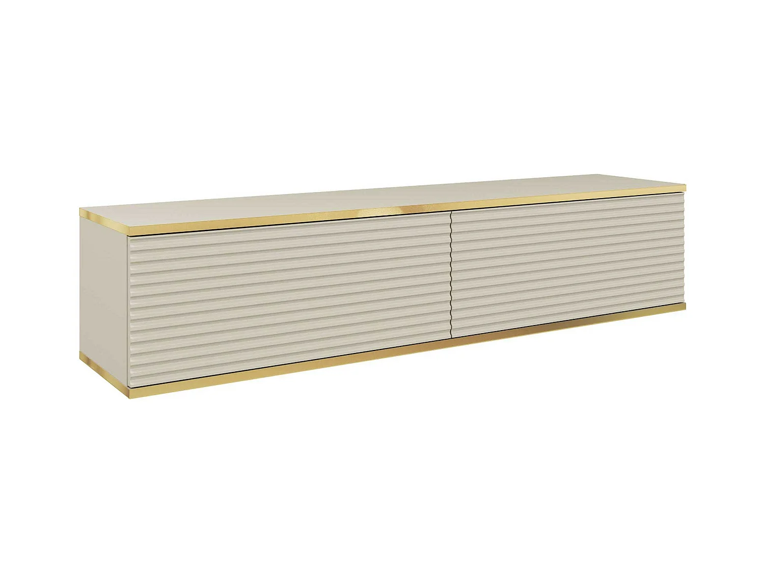 Table de télévision en or MDF RTV135 135x32x30 Crème & Doré