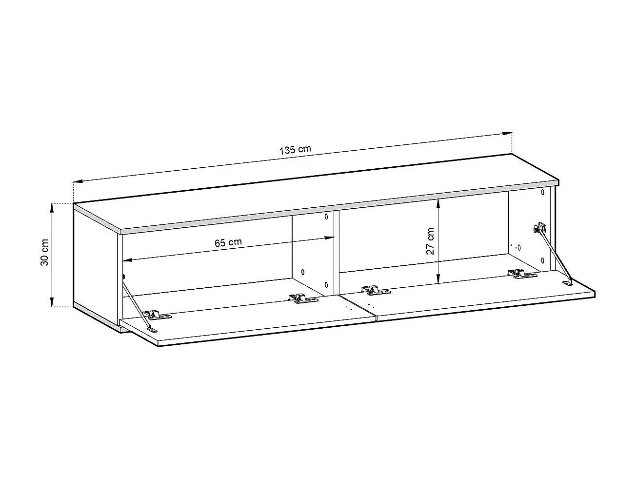 Table de télévision en or MDF RTV135 135x32x30 Crème & Doré