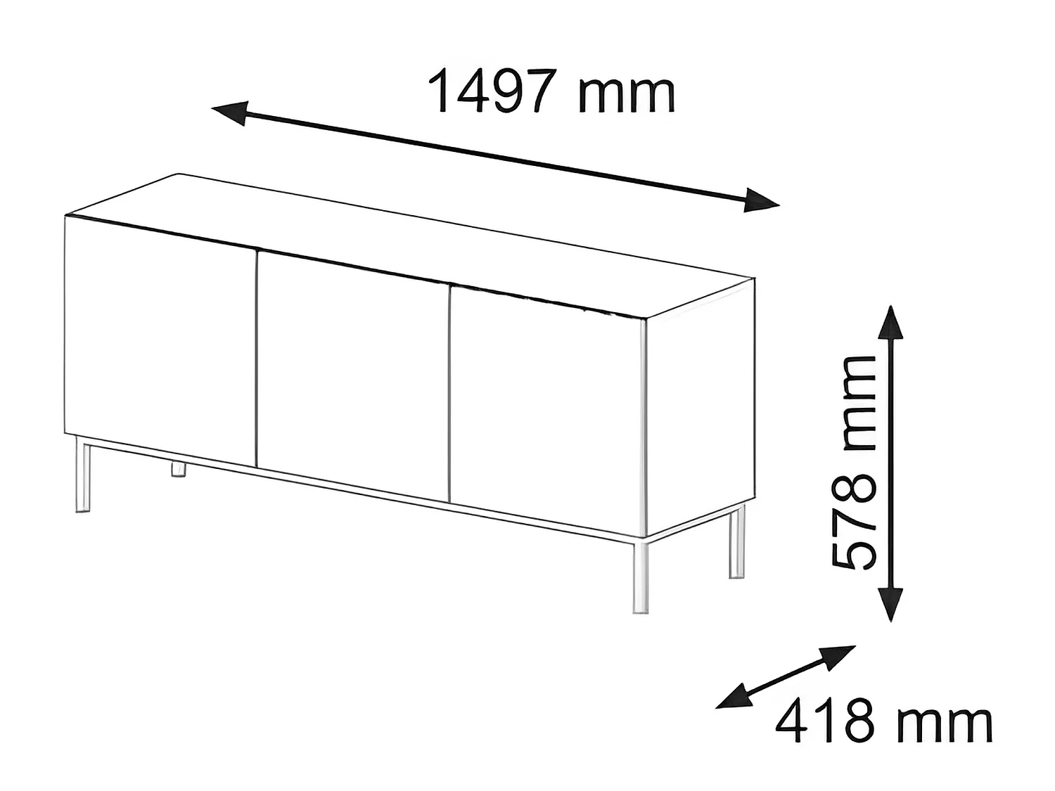 Mesa TV RavennaC 150x42x58 Negro & Dorado