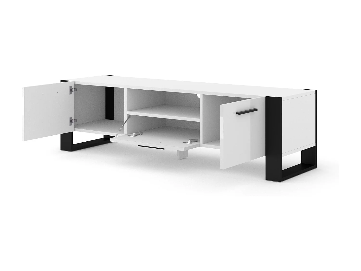 Mesa TV NUKA 160x43x48 Blanco & Negro