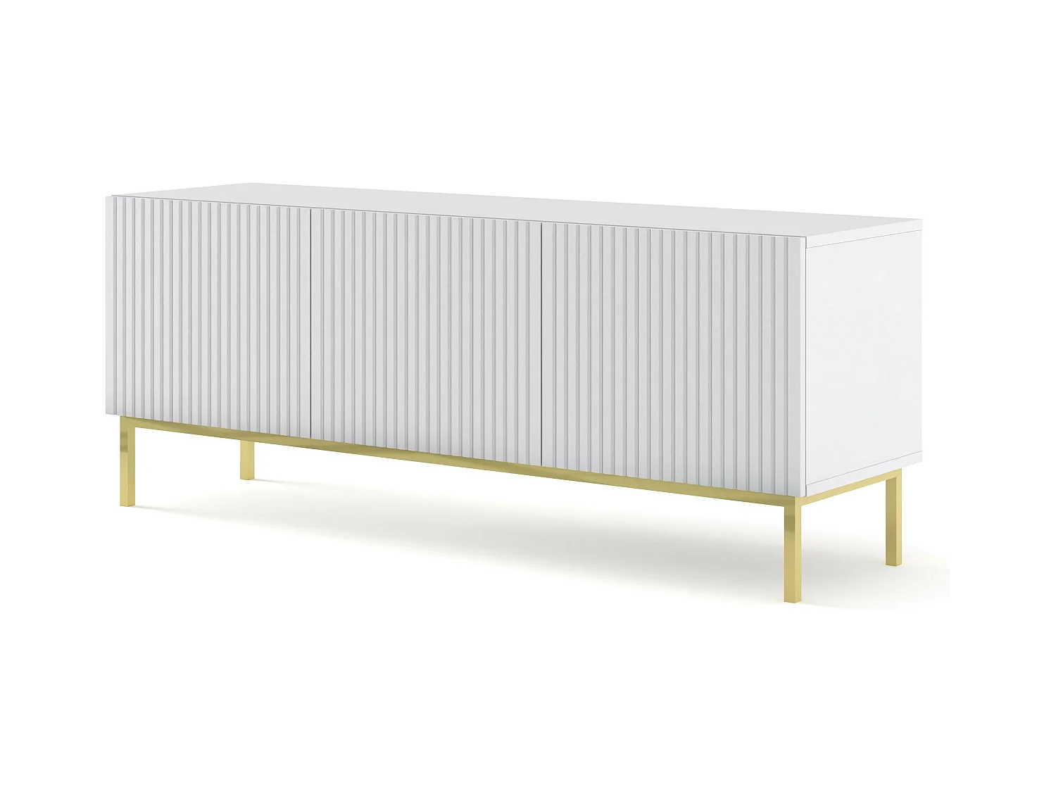 Table de télévision RavennaB 150x42x58 Blanc & Crème