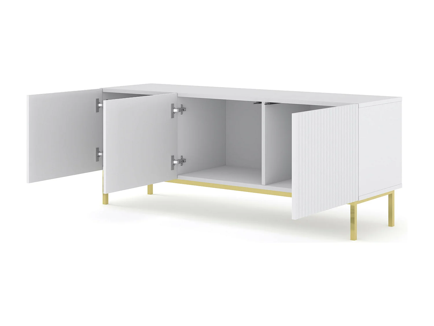 Table de télévision RavennaB 150x42x58 Blanc & Crème