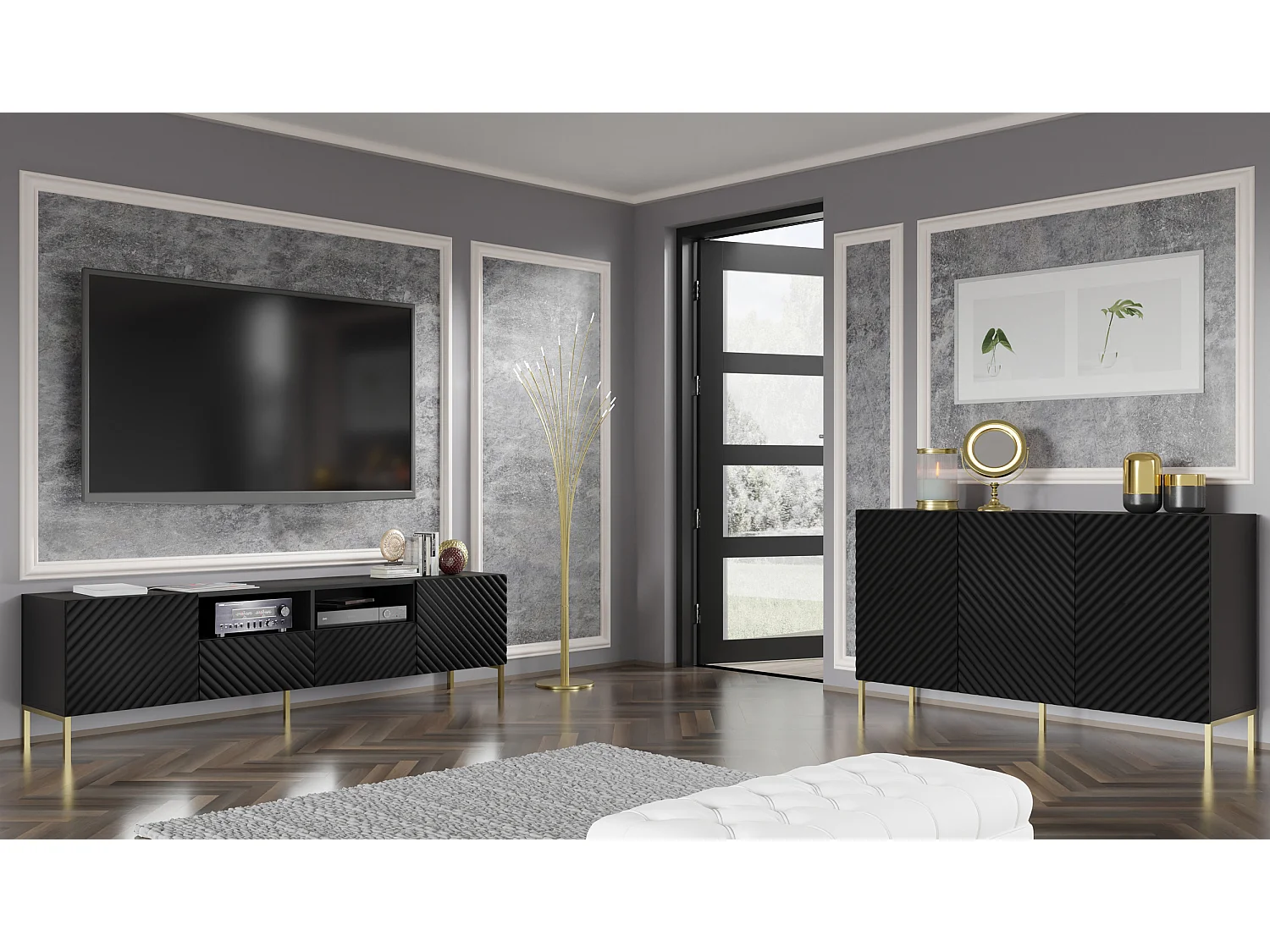 Fernsehtisch SURF RTV200 2D2S 200x42x56 Schwarz