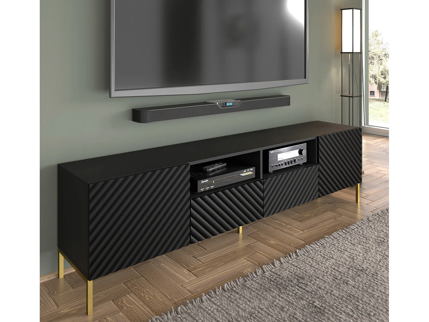 Fernsehtisch SURF RTV200 2D2S 200x42x56 Schwarz