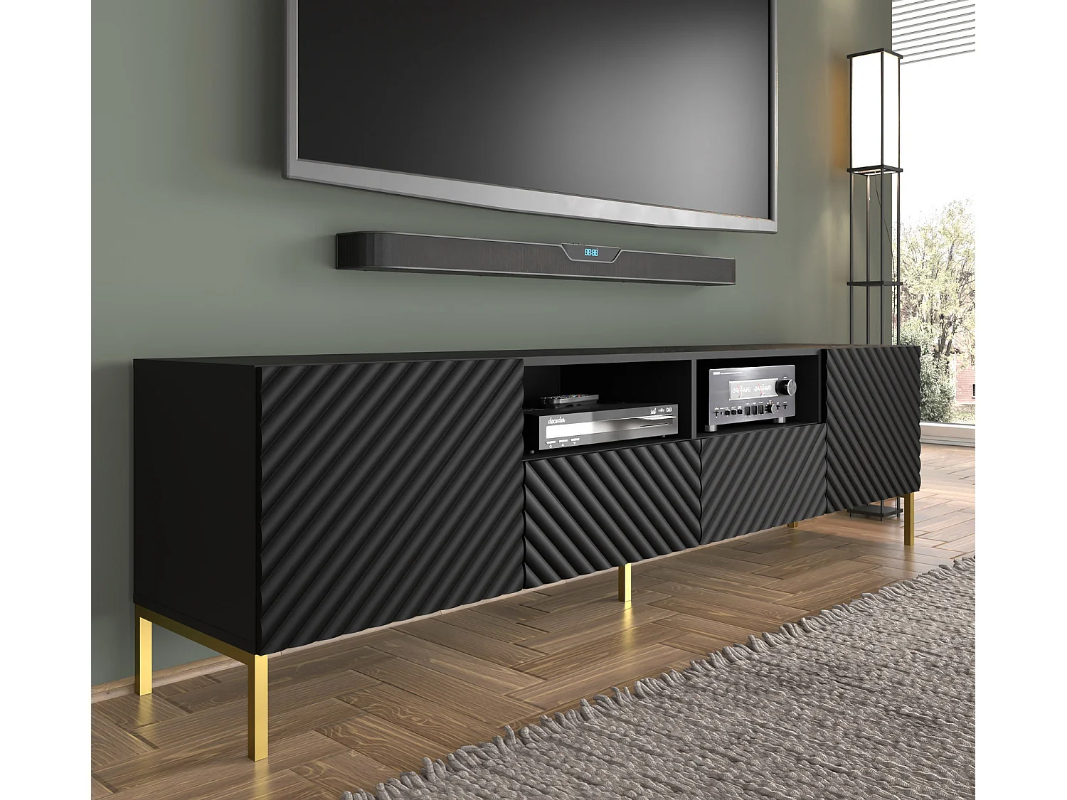 Fernsehtisch SURF RTV200 2D2S 200x42x56 Schwarz