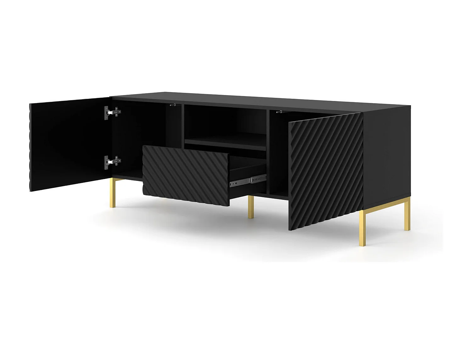 Fernsehtisch SURF RTV150 2D1S 150x42x56 Schwarz