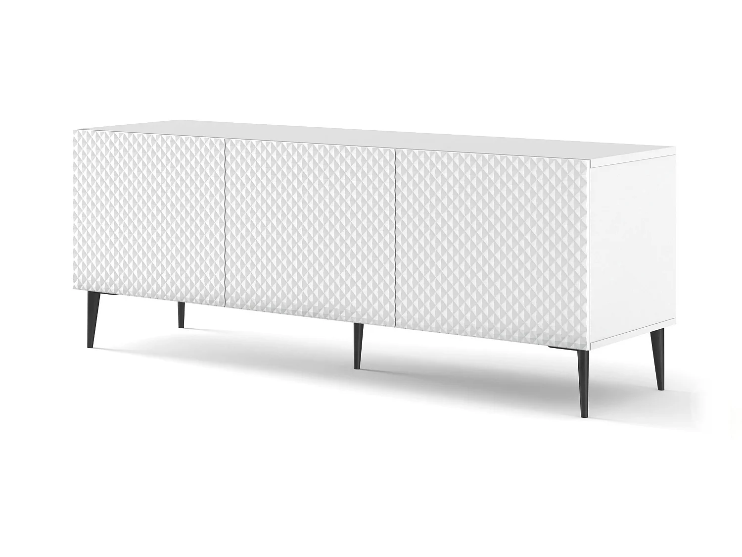 Table de télévision RavennaC 150x42x56 Blanc & Noir