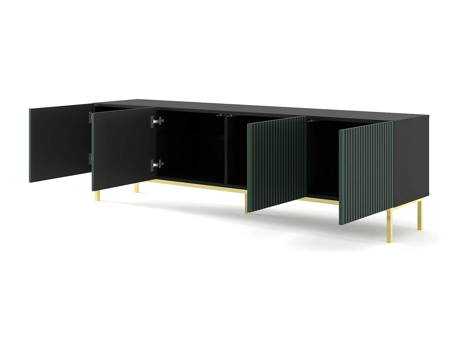 Table de télévision RavennaF 200x42x58 Noir & Vert & Doré