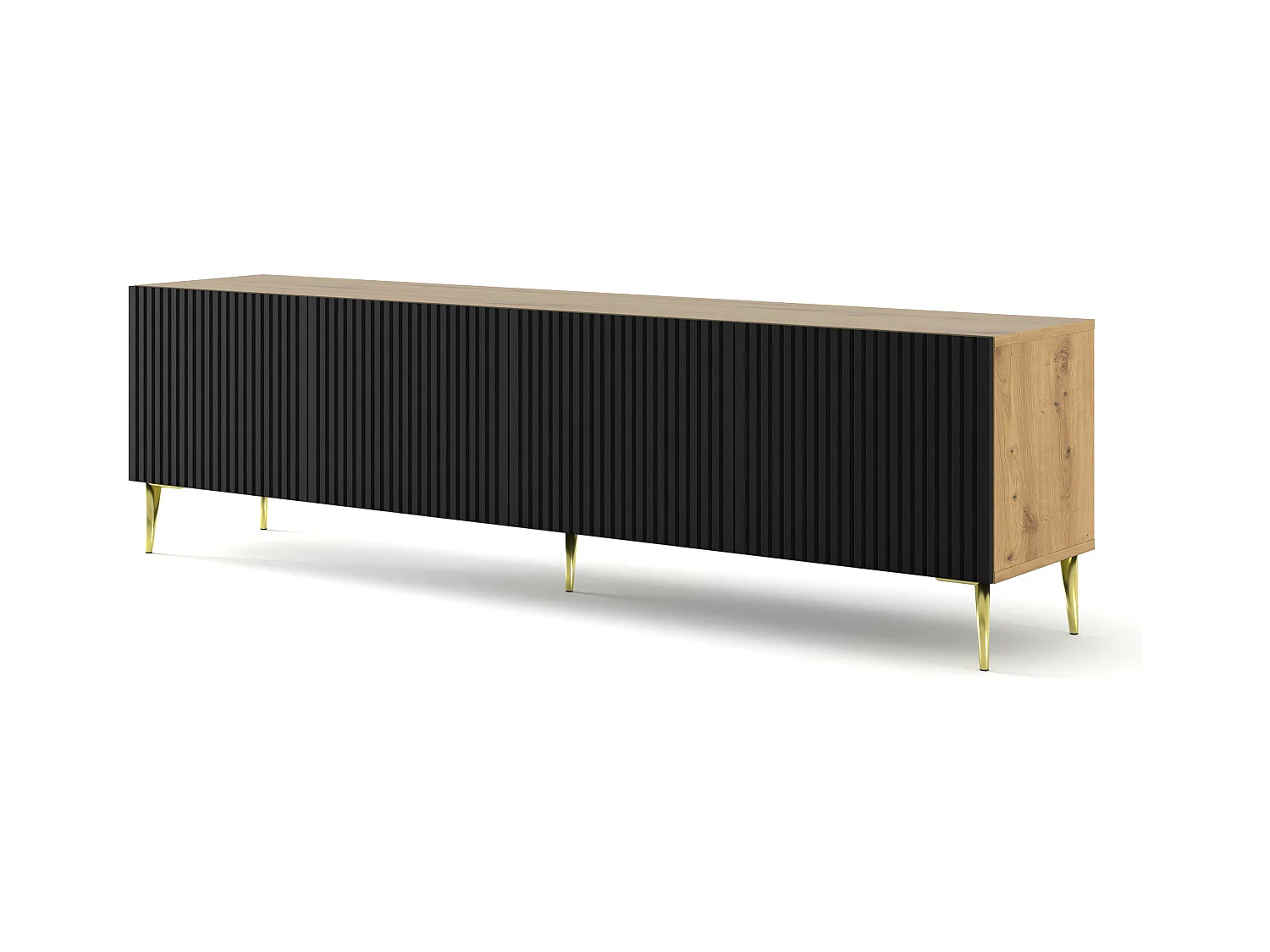 Table de télévision RavennaB 200x42x56 Crème & Noir & Doré