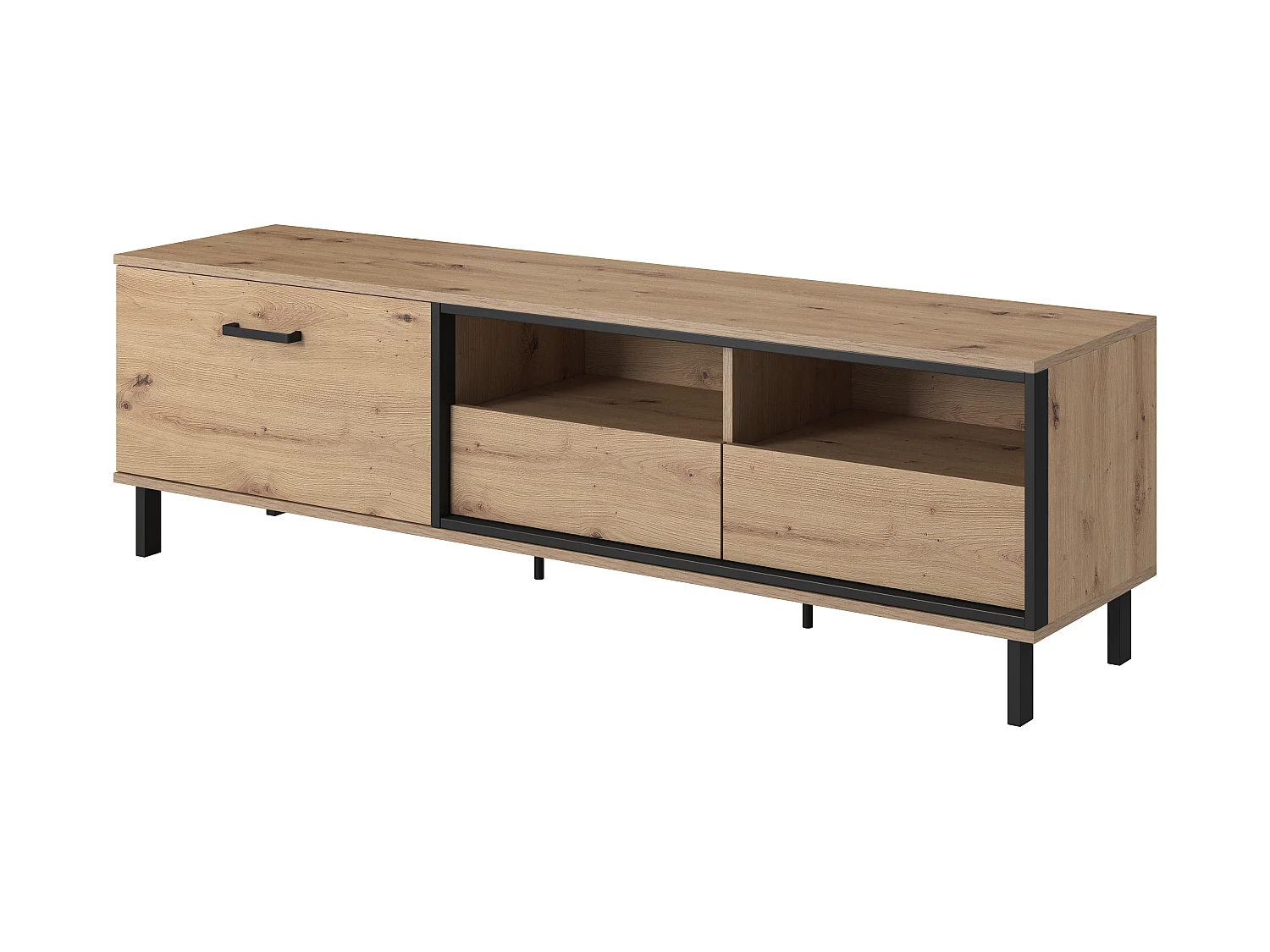 Table de télévision NEST cRTV 165x41x50 Crème & Noir