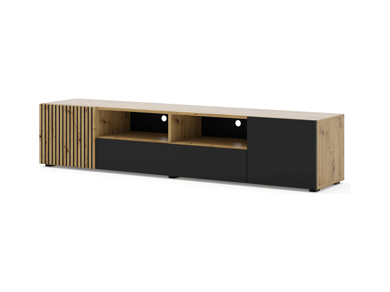 Table de télévision AURIS 200x42x42 Crème & Noir