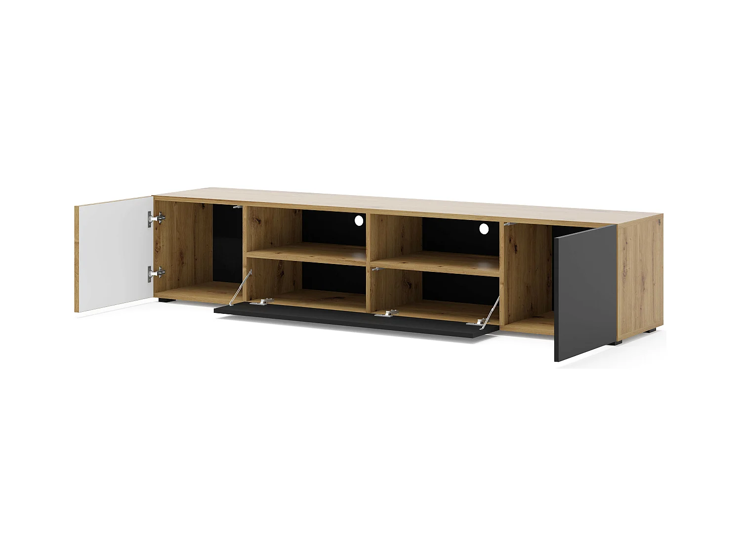 Fernsehtisch AURIS 200x42x42 Creme & Schwarz