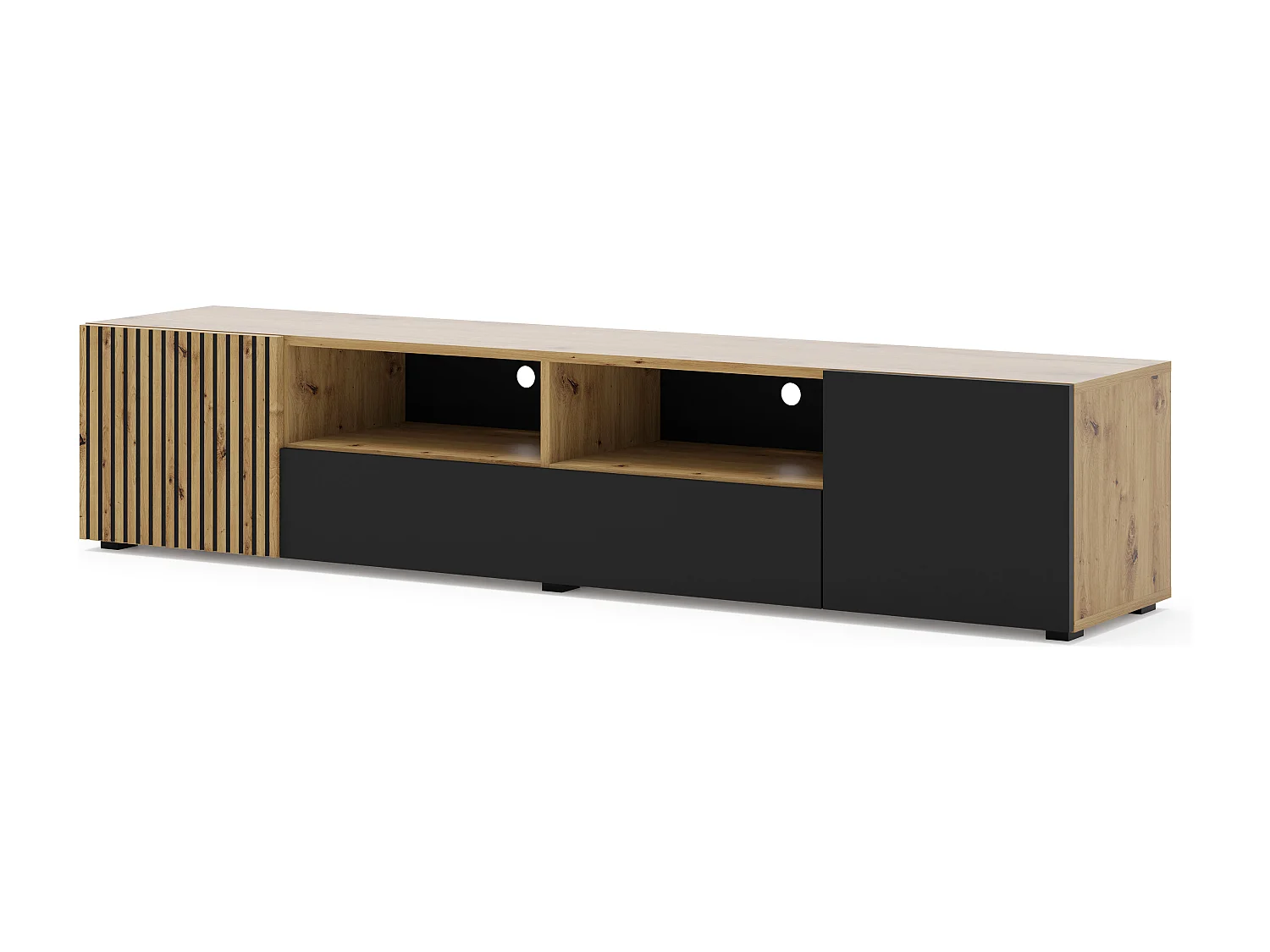 Table de télévision AURIS 200x42x42 Crème & Noir