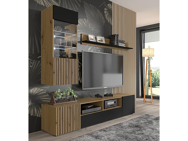 Tavolo TV AURIS 200x42x42 Crema & Nero