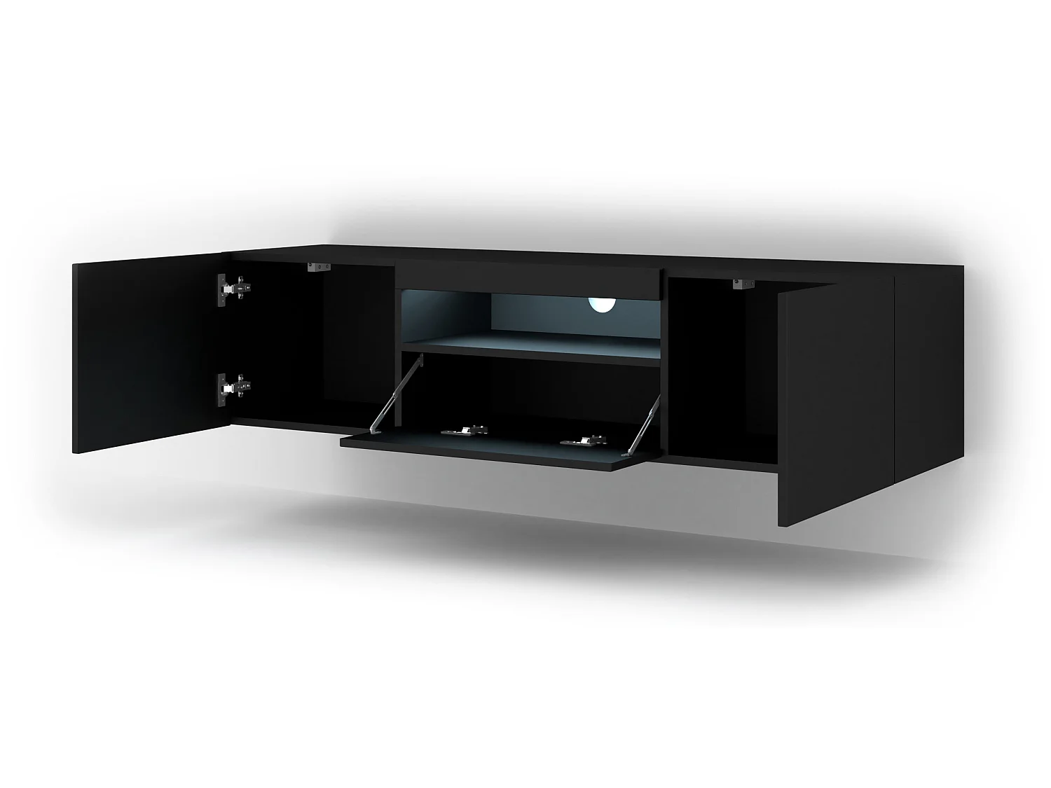 Aurus Zwart 3-deurs LED TV wandmeubel 150 cm