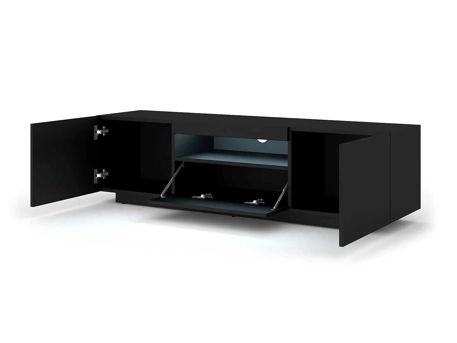 Aurus Zwart 3-deurs LED TV wandmeubel 150 cm