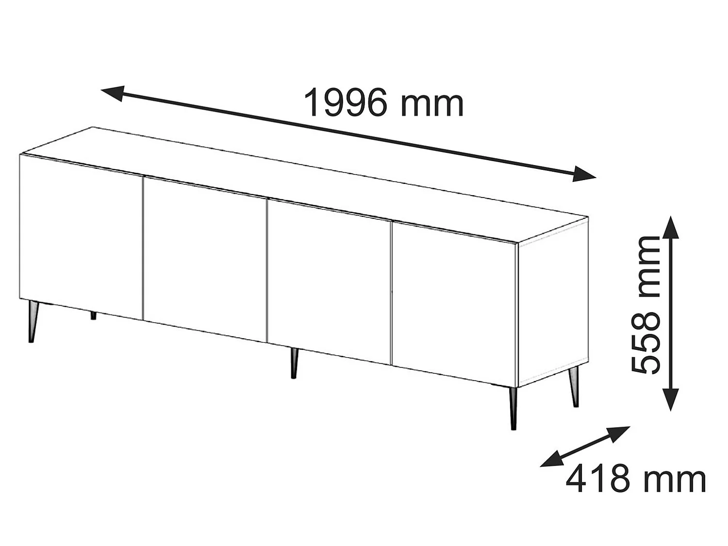 Philaé Wit 4-deurs TV-meubel 200 cm