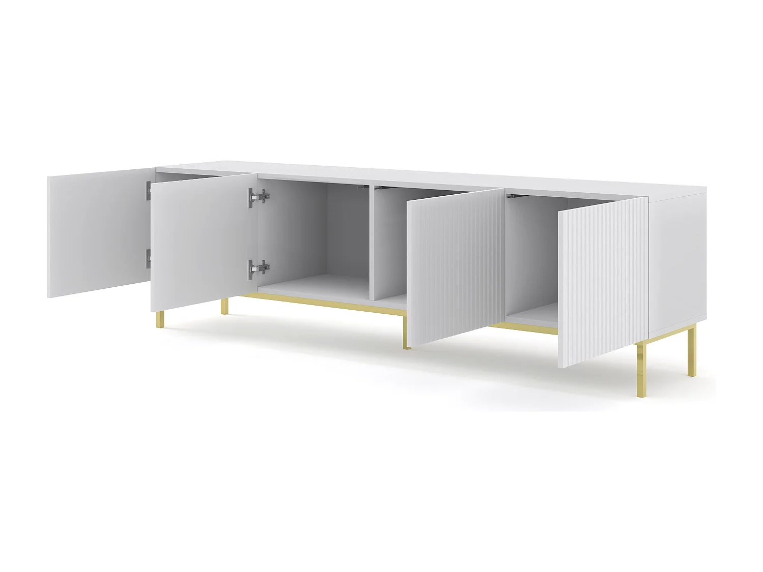 Fernsehtisch RavennaB 200x42x58 Weiß & Creme