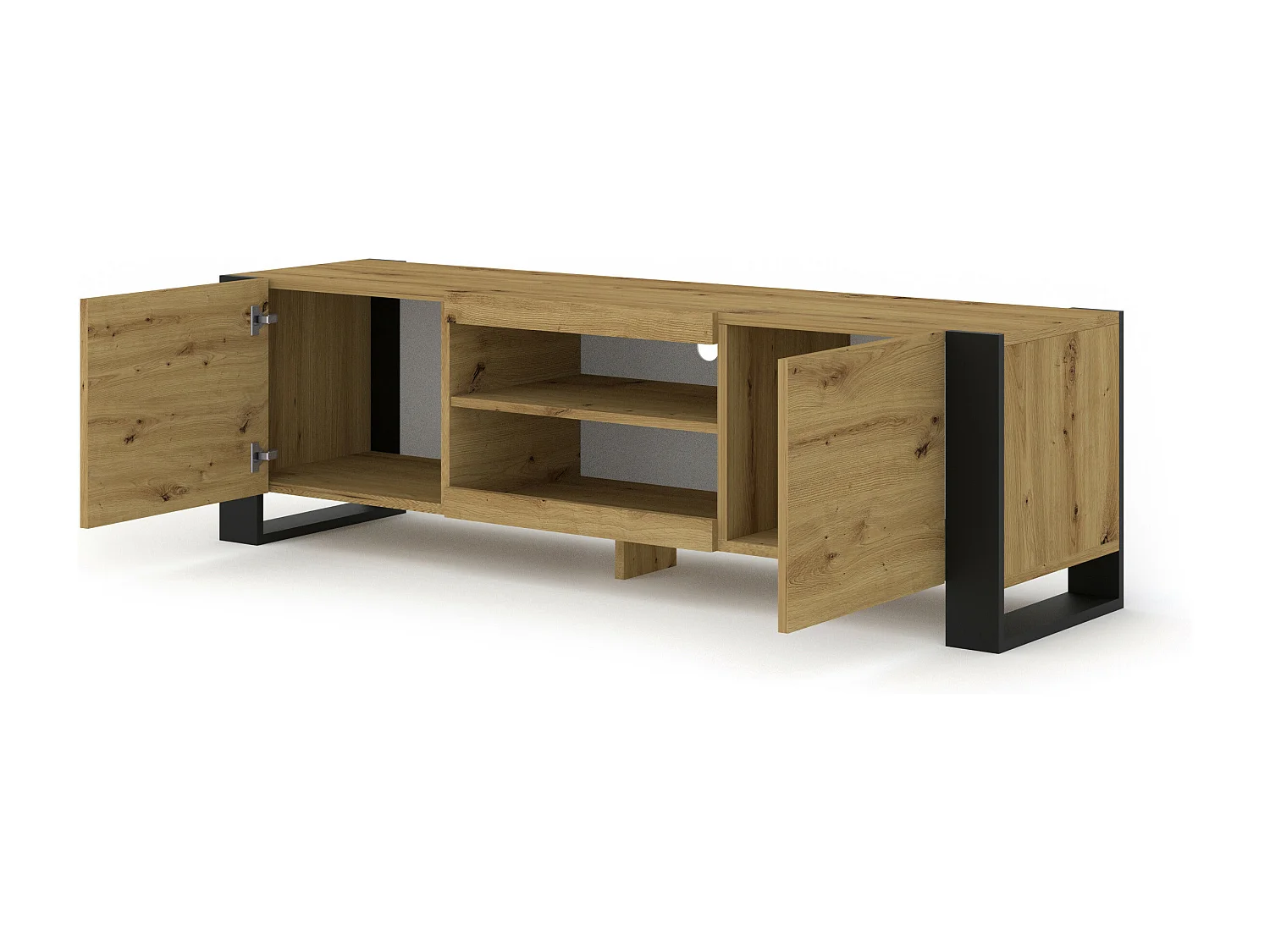 Table de télévision MONDI 158x40x47 Crème & Noir