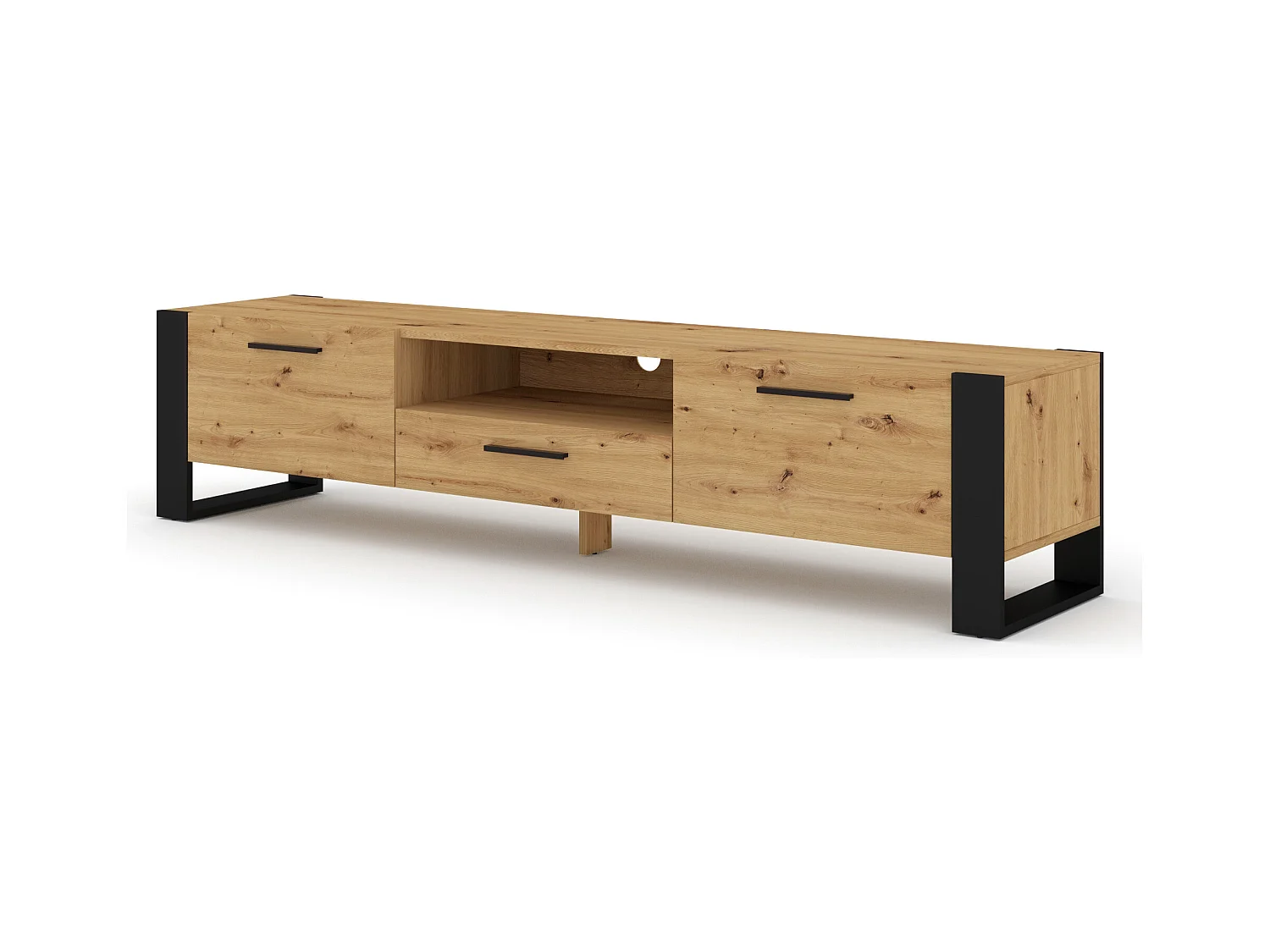 Table de télévision NUKA 200x43x48 Crème & Noir