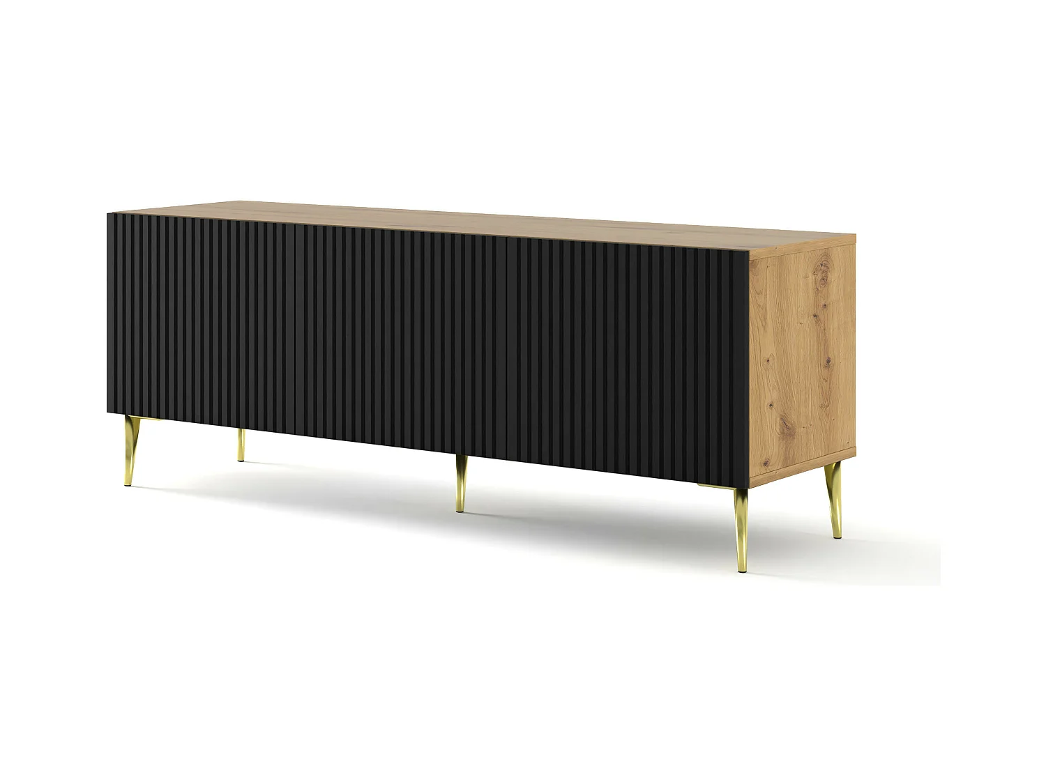 Tavolo TV RavennaB 150x42x56 Crema & Nero & Oro