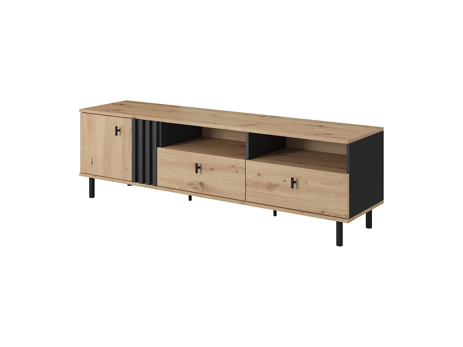 Table de télévision MADIS RTV165 165x40x50 Crème & Noir