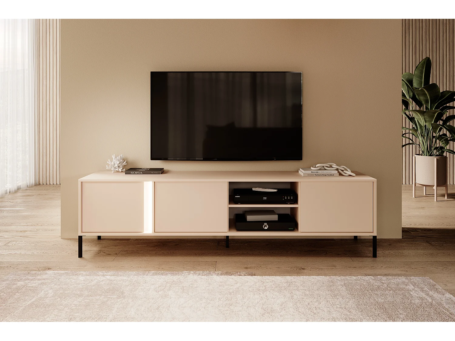 Tavolo TV DAST 3D LED 203x40x54 Beige